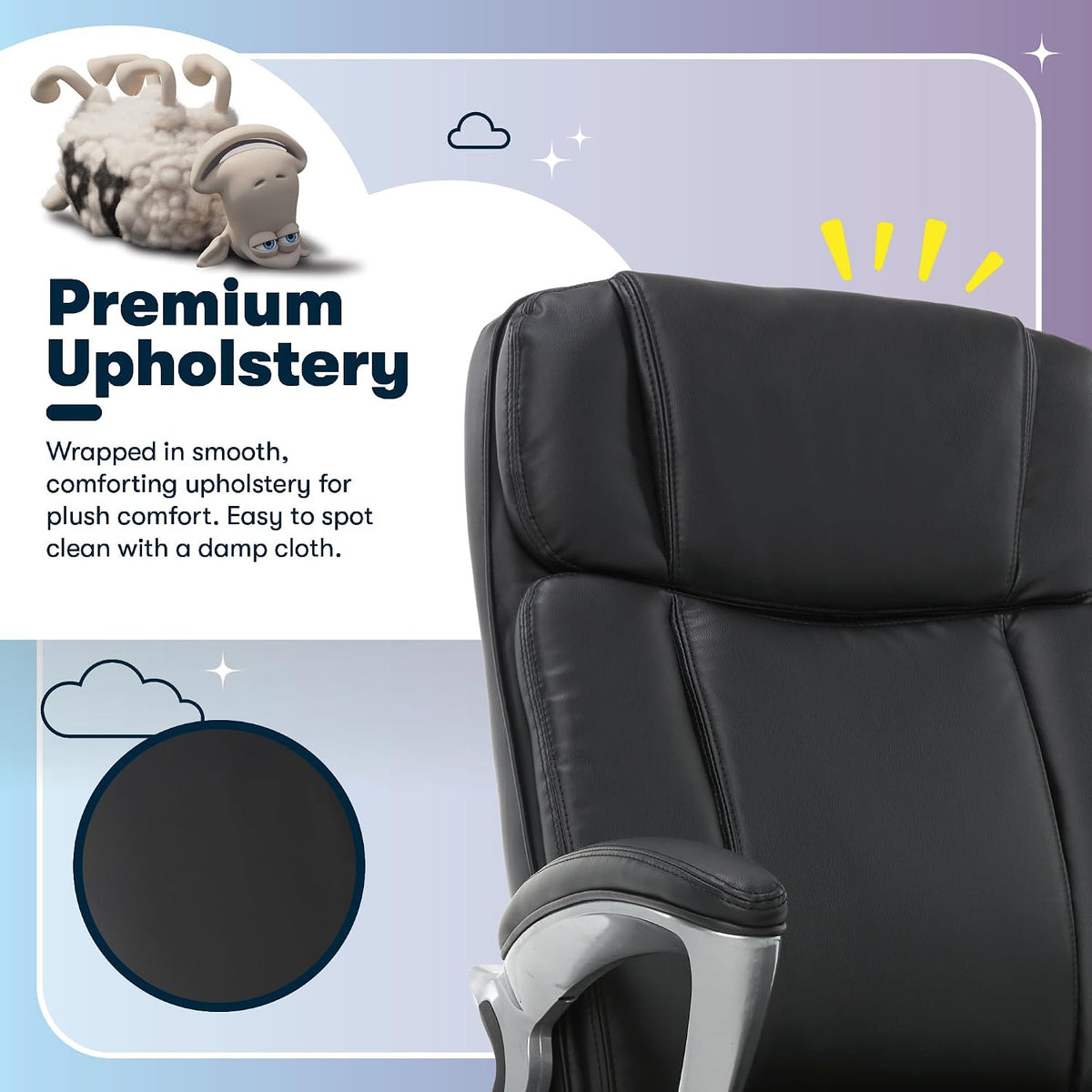 Serta Ergonomic Big and Tall Executive Office Chair Lumbar Support, Leather