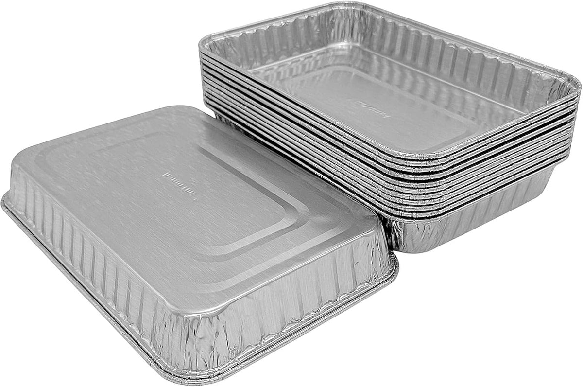 PACTOGO 9" x 6" x 1.25" Oblong Disposable Aluminum Foil Danish Cake Pans - Ideal Baking Tins for Sweets, Cakes, Cookies, Brownies (Pack of 100)