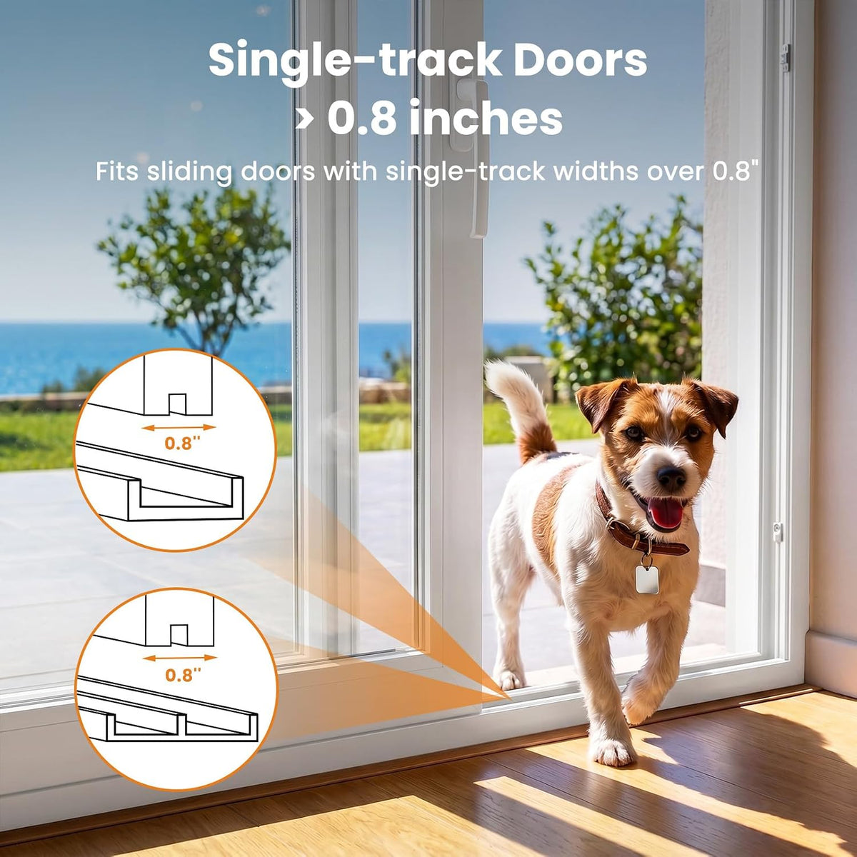 Dog Door for Sliding Glass Insert for Cat Doggie Doggy Pet Doors with Lock, Adjustable Height 74.8" to 80.71", Width 11.42"/White