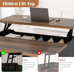 Decofy Lift Top Coffee Table with Storage Adjustable Shelves & Sliding Door