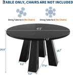 IDEALHOUSE 47" Round Dining Table for 4-6, Farmhouse Wood Kitchen Table