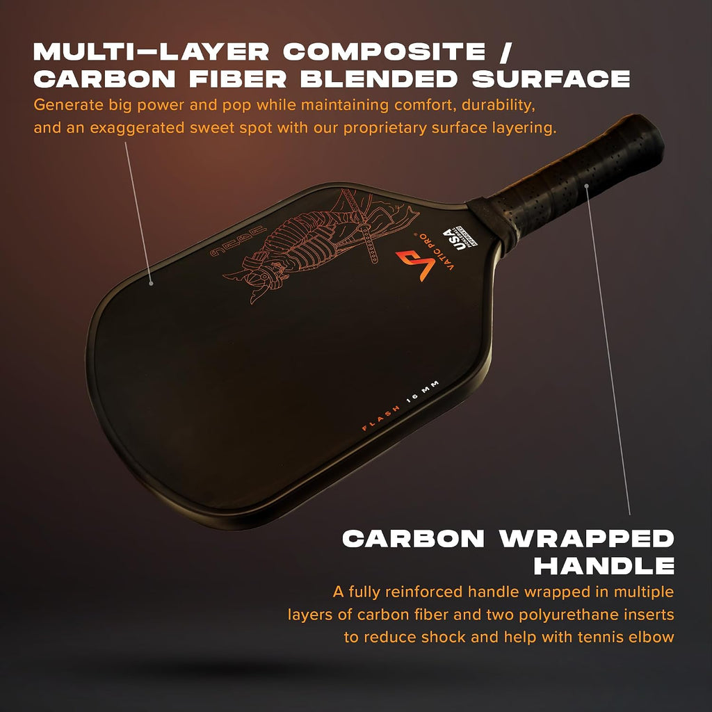 Vatic Pro Saga 16mm - Raw Carbon Fiber - Includes Paddle Cover