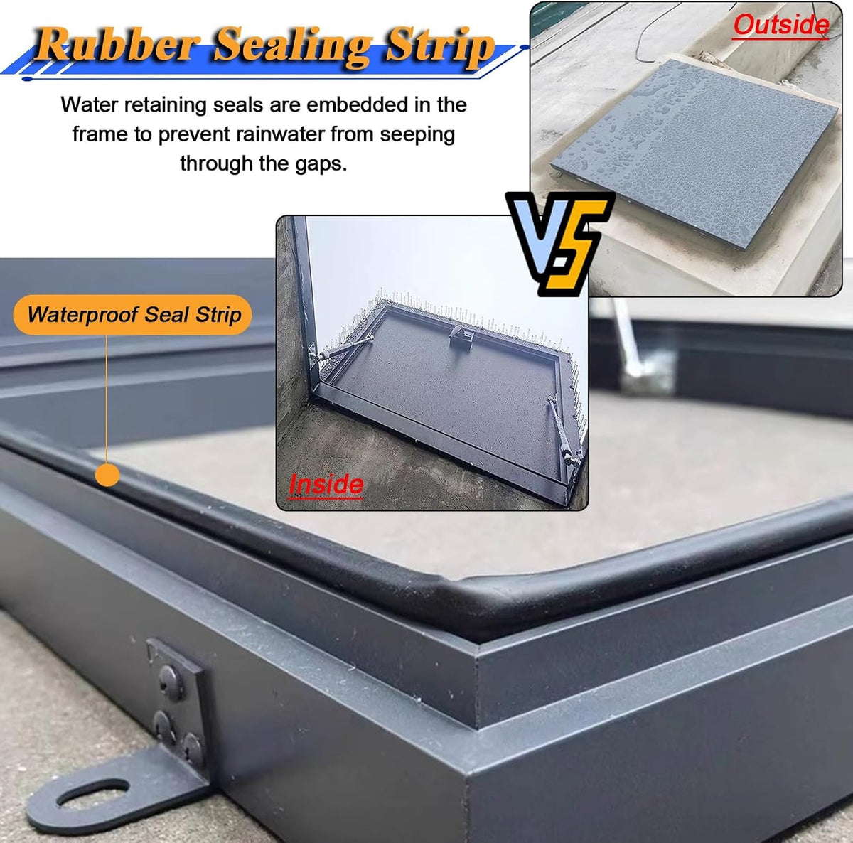 LZMZMQ Outdoor Basement Cellar Door Cover, Upward Lifting Attic Hatch Access Door Ceiling, Customized Manhole/Cellars Exit Lid with Hydraulic Support Rods & Handle, Black Square Metal Cap(20" Lx20 W)