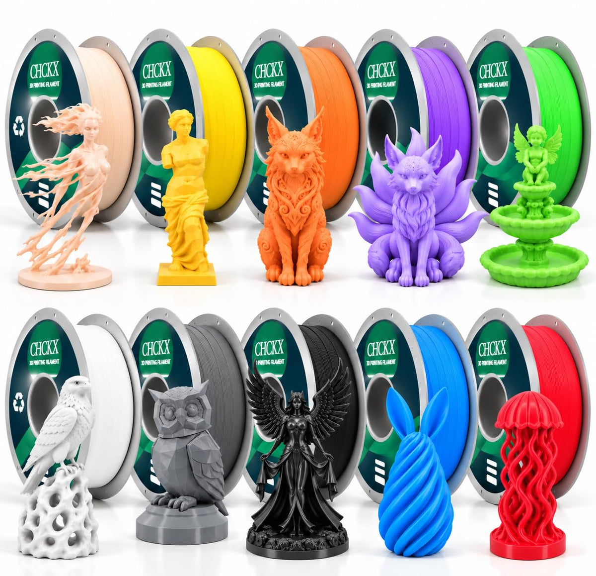 PETG 3D Printer Filament Bundle, 16Rolls,Dimensional Accuracy +/- 0.03 mm, 1kg Spool(2.2lbs), 1.75 mm Fit for Most 3D Printers,16-Multicolor Assortment
