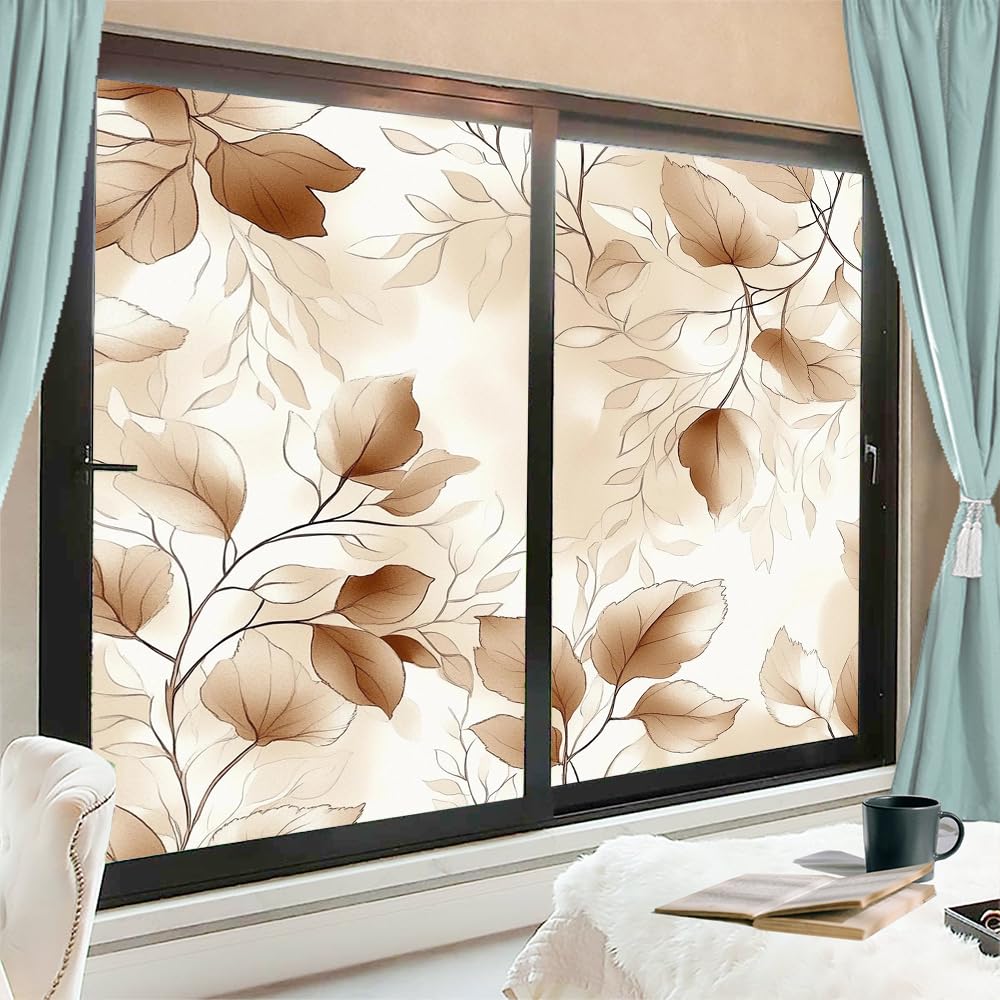 Modern Marble Leaves Frosted Stained Glass Window Film