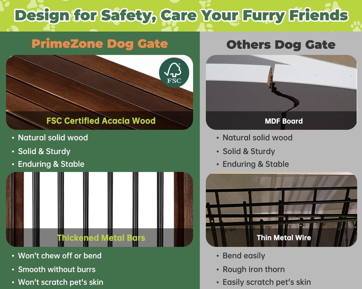 PrimeZone 144" Extra Wide 36" Tall Free Standing Dog Gate Indoor with Door