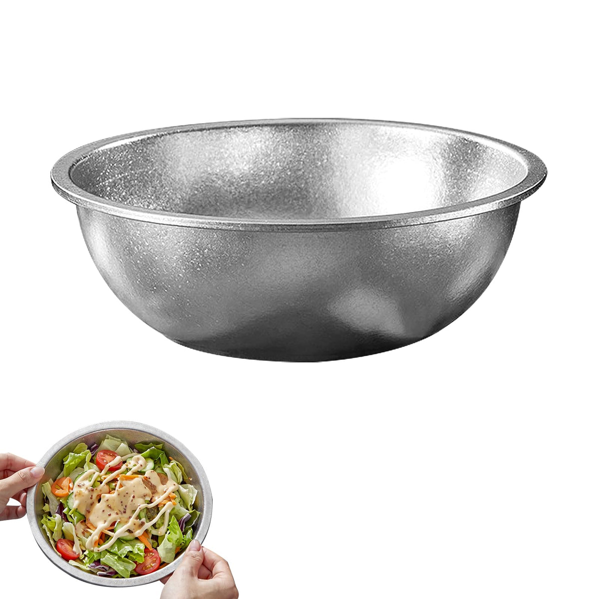 Pure Titanium Mixing Bowl for Kitchen, Healthy Durable Titanium Salad Bowls for Mixing, Dishwasher Safe, Oven Safe & Refrigerator Safe, for Baking, Salad Tossing, Cooking and Prepping,2.52QT
