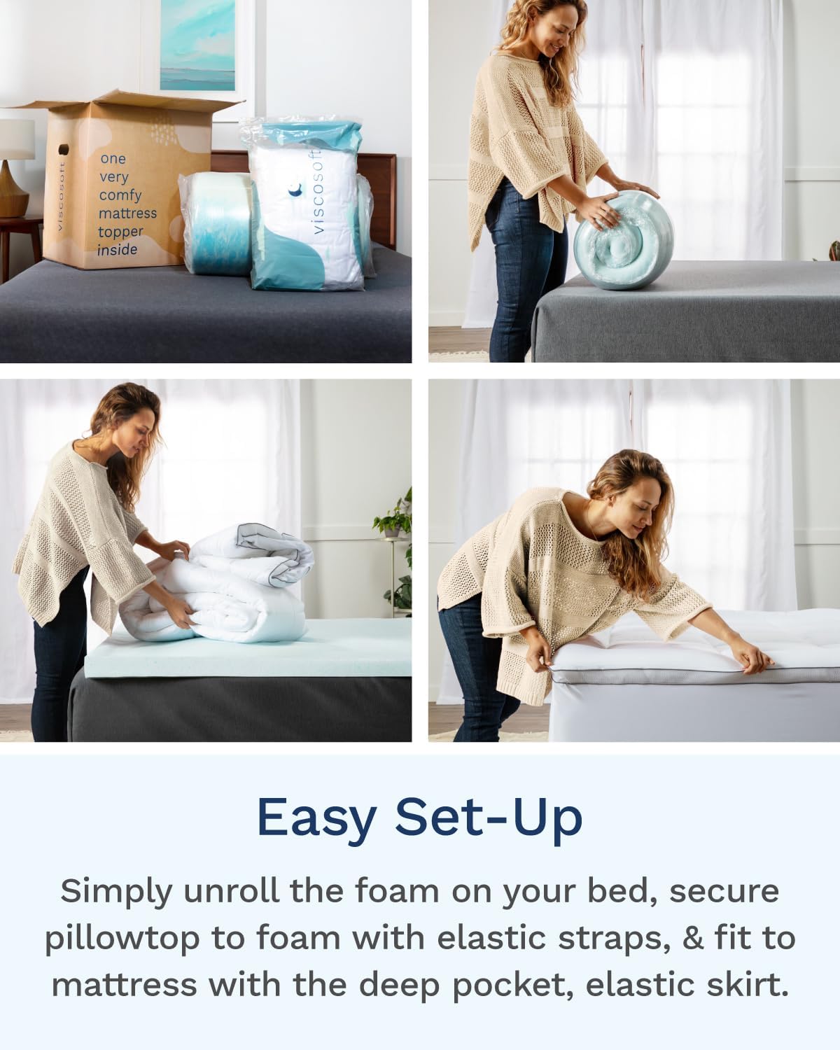 Viscosoft 4 Inch Hybrid Mattress Topper Full - Memory Foam & Pillow Top