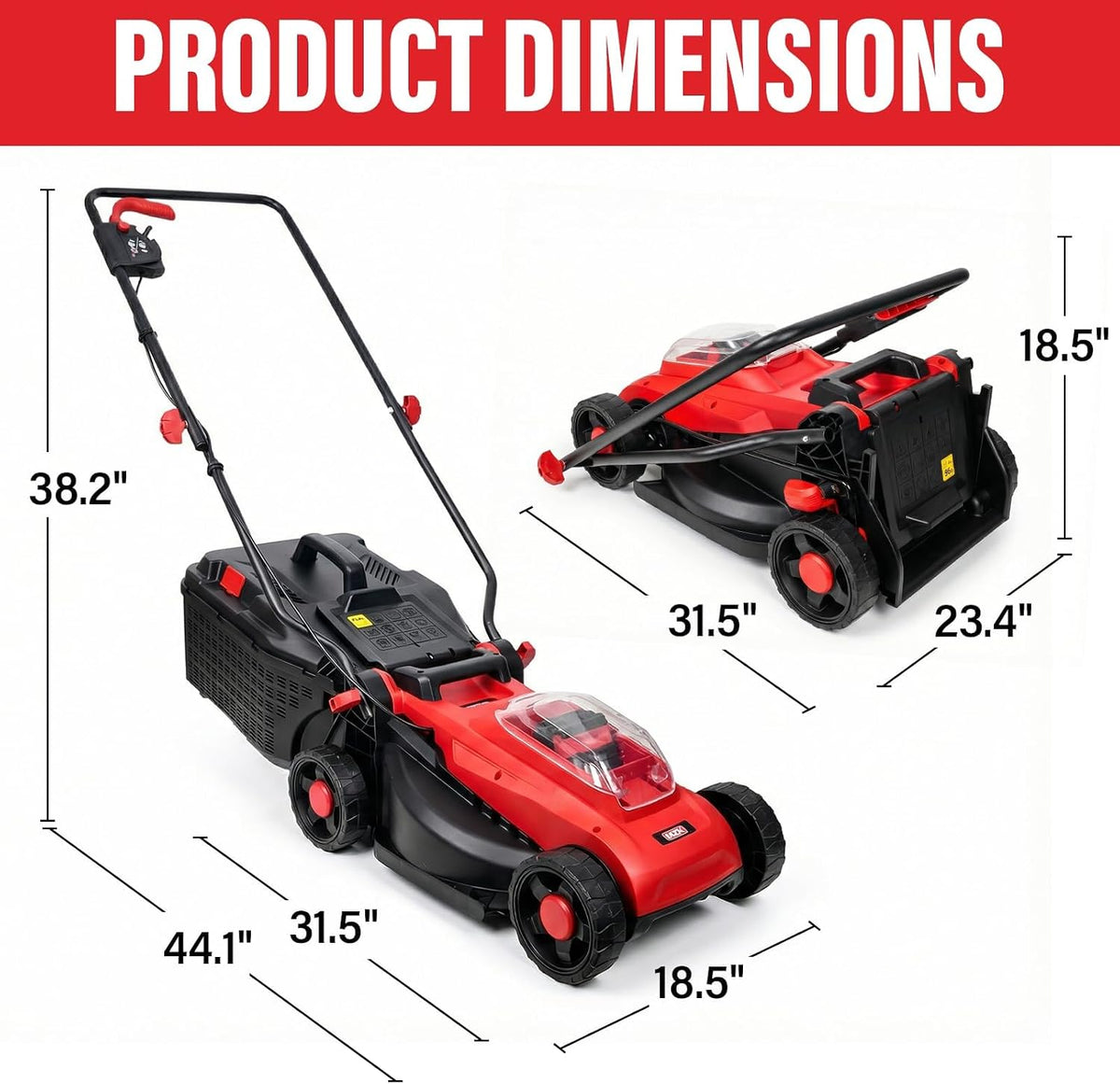 MZK 20V 13-Inch Electric Lawn Mower, Compact Brushless Mower