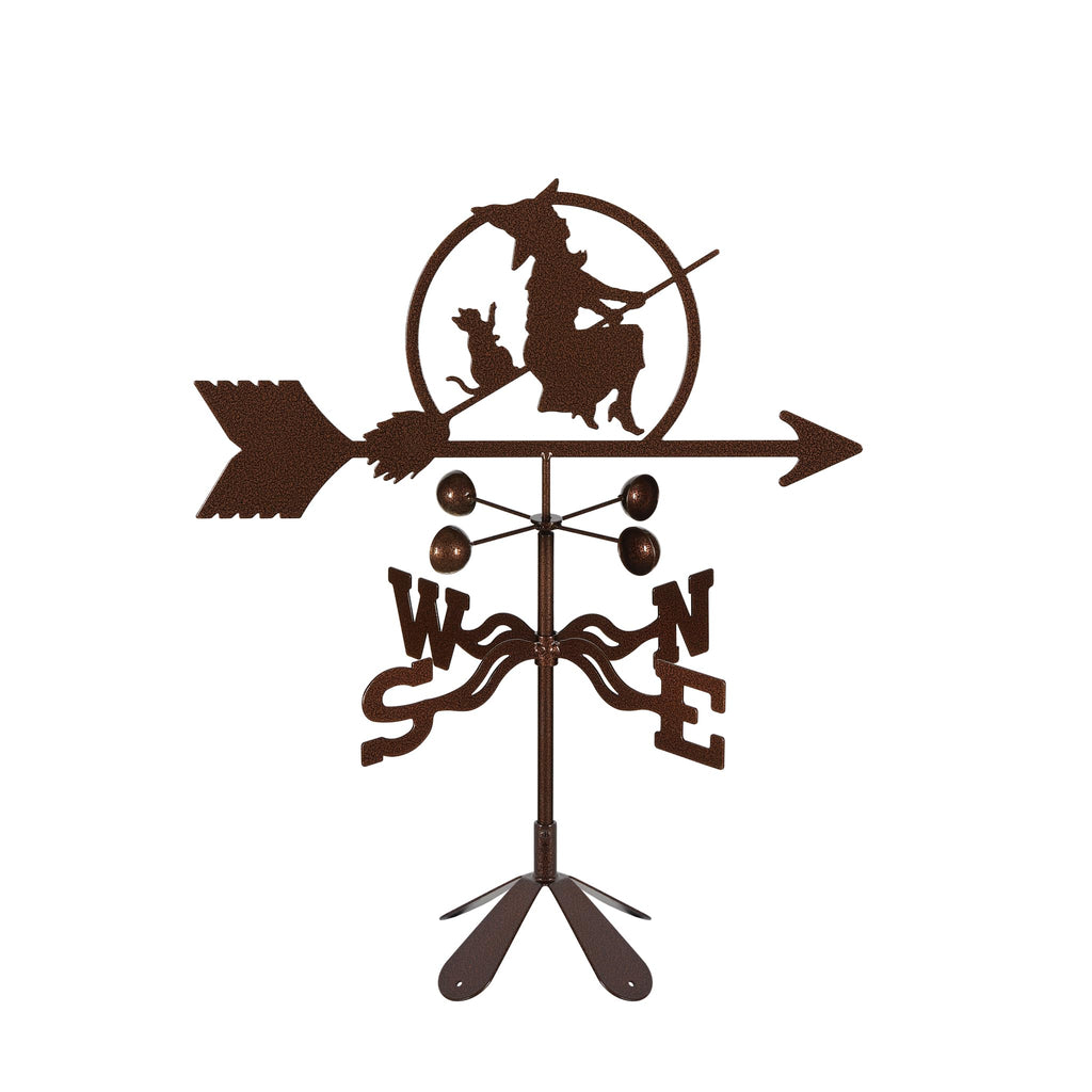 EZ Vane Steel Witch Weathervane with Wind Cups — 4-Sided Mount