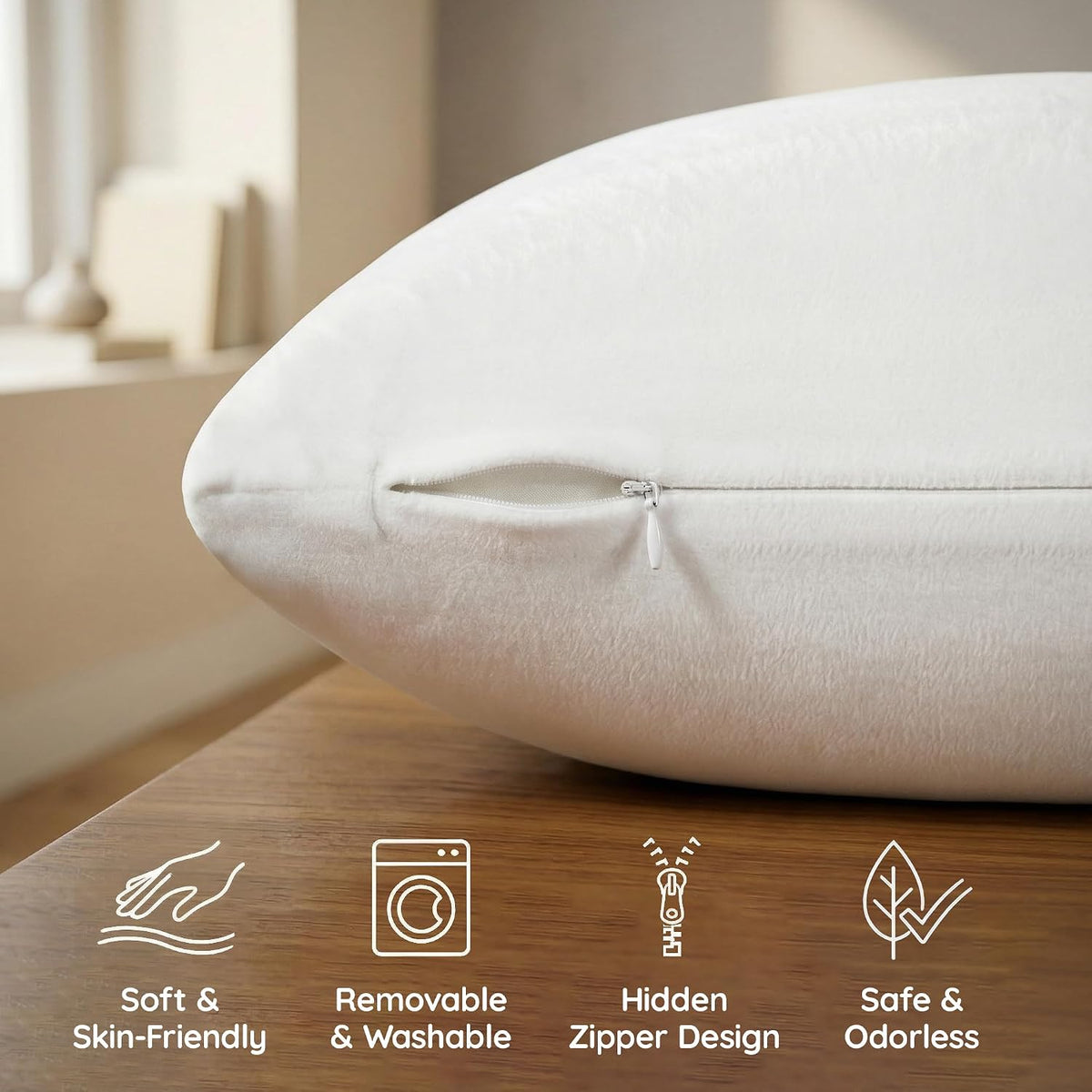 AM AEROMAX 18x18 Memory Foam Throw Pillow Inserts, 4 Pack, Square, White