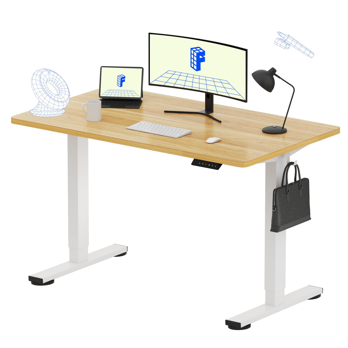 FLEXISPOT EN1 One-Piece Standing Desk, Electric Adjustable with 4 Memory Presets, 176 LBS Capacity, Stable & Quiet, Seamless Desktop for Home Office & Dual Monitors, 55"x28" White(White Frame)