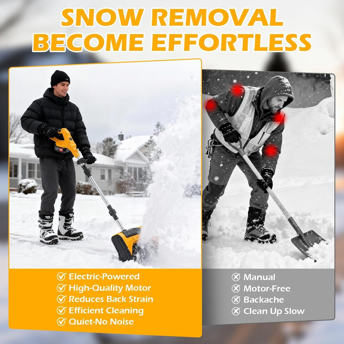 ALSO GO 21V Electric Cordless Snow Shovel, 11-Inch with 2 x 4.0Ah Batteries