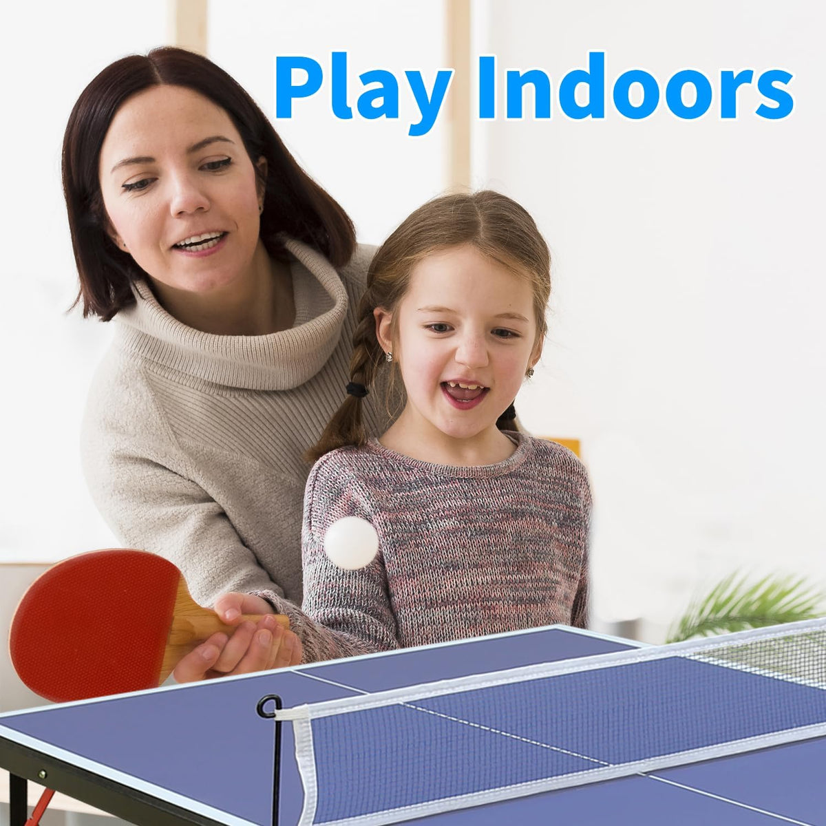 4.5FT/6FT/9FT Ping Pong Table Foldable, MDF Multi-Use Portable Table Tennis Table with Net, Paddles & Balls for Kids Teens Adults Indoor/Outdoor Game - Quick Assembly
