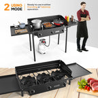 ROVSUN 3 Burner Outdoor Propane Gas Stove with Windscreen, 2 Shelves & Bag