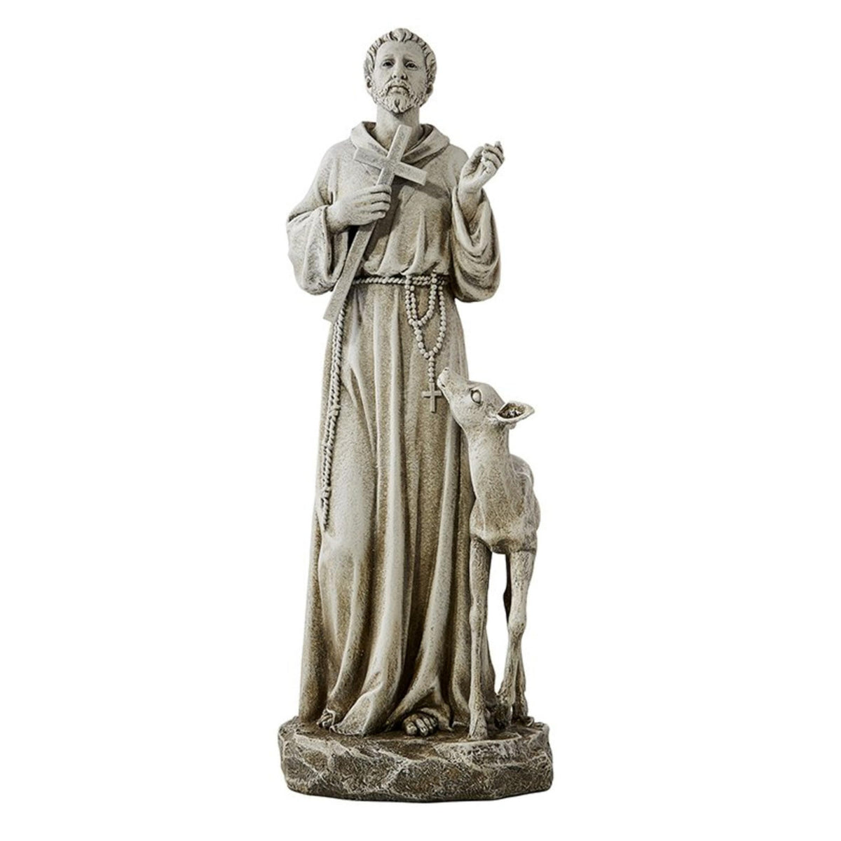 Avalon Gallery Garden Statue - Saint Francis of Assisi Stone-Resin Indoor/Outdoor Catholic Sculpture, 23-Inch, Birds in Flight