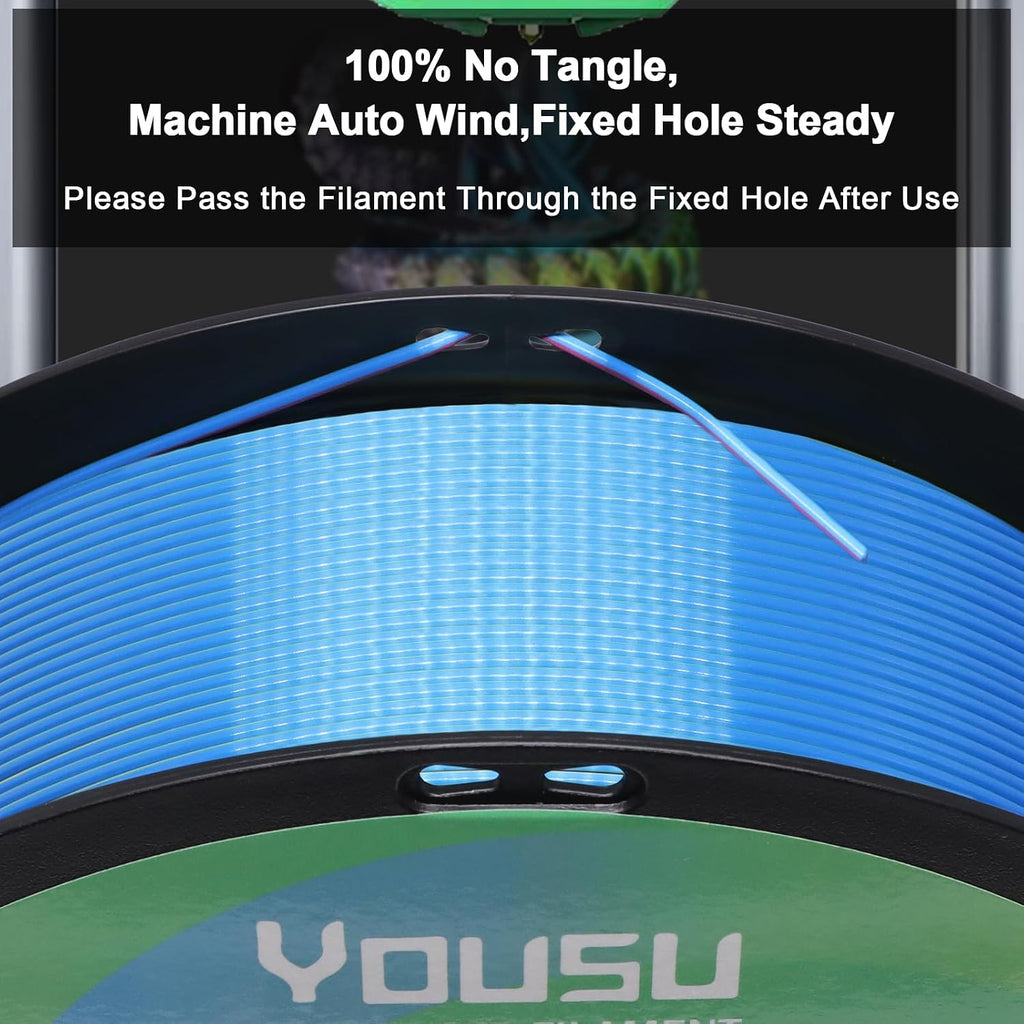 YOUSU 3D Printer Filament Silk PLA Filament Rainbow Color,1.75mm Tri Color PLA Filament 6kg Pack,1kg Spool.