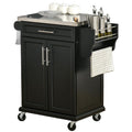 HOMCOM Kitchen Island on Wheels with Stainless Steel Countertop Black