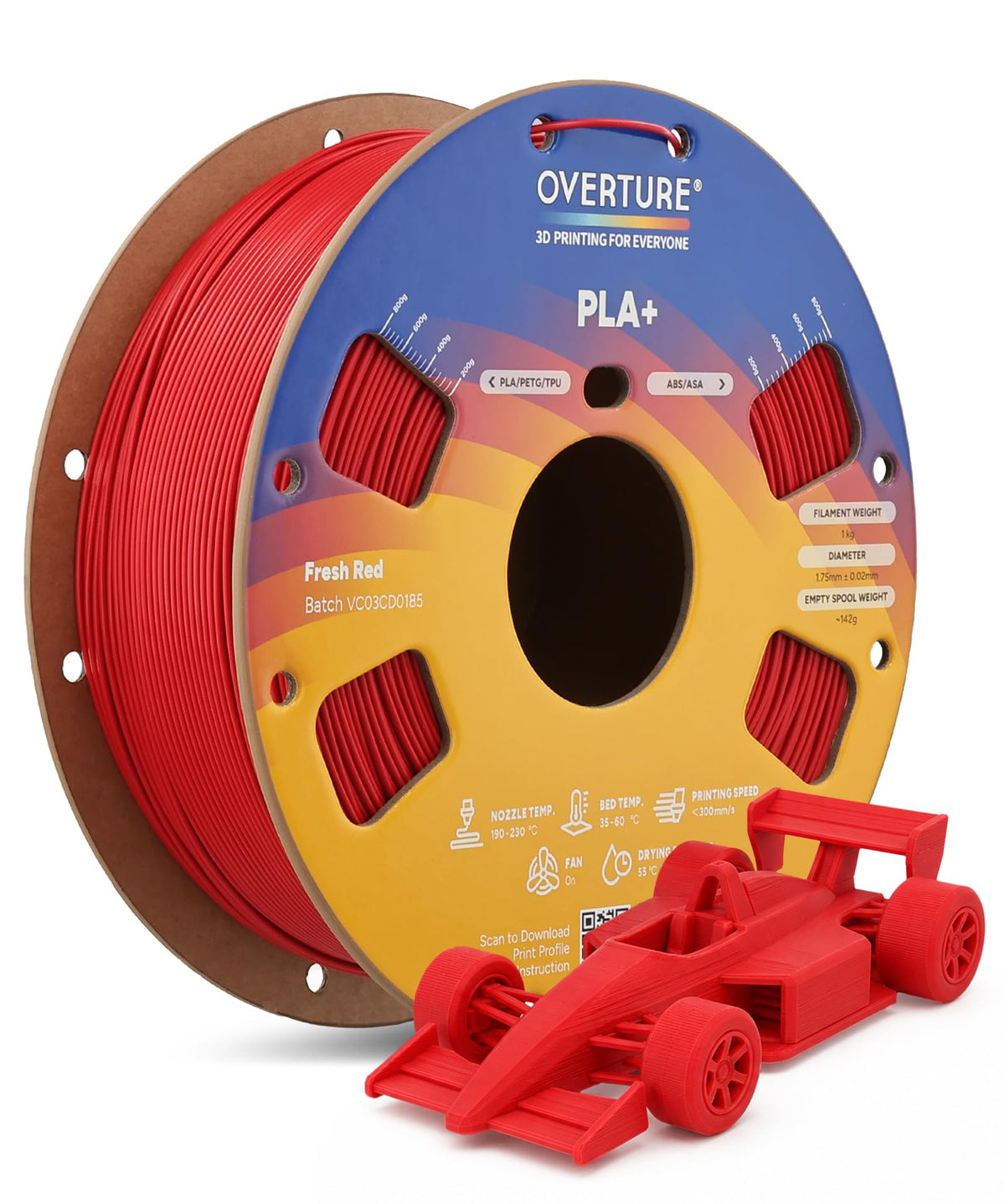 OVERTURE 10KG Bundle High Speed PLA+ 3D Printer Filament 1.75mm