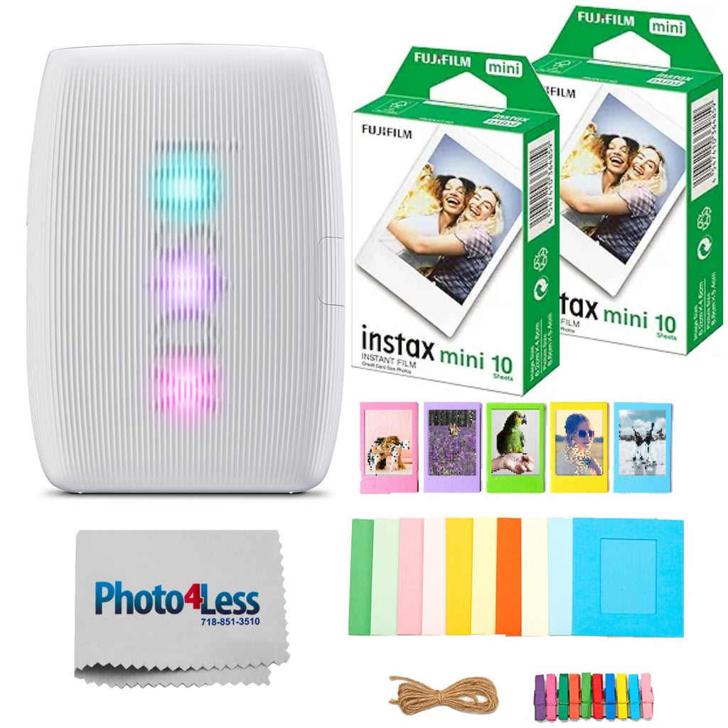 FUJIFILM Instax Mini Link 3 Smartphone Printer Bundle with Fujifilm Instant Mini Film (20 Sheets), Hanging Photo Frames, Table top Photo Frame for Mini Film (Sage Green)