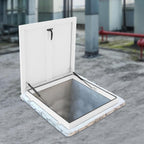 Roof Hatch 27.95" L X 27.95" W Roof Security Door Aluminum Alloy Attic Door, White Deck Installation Roof Window for Home Warehouses Hotels