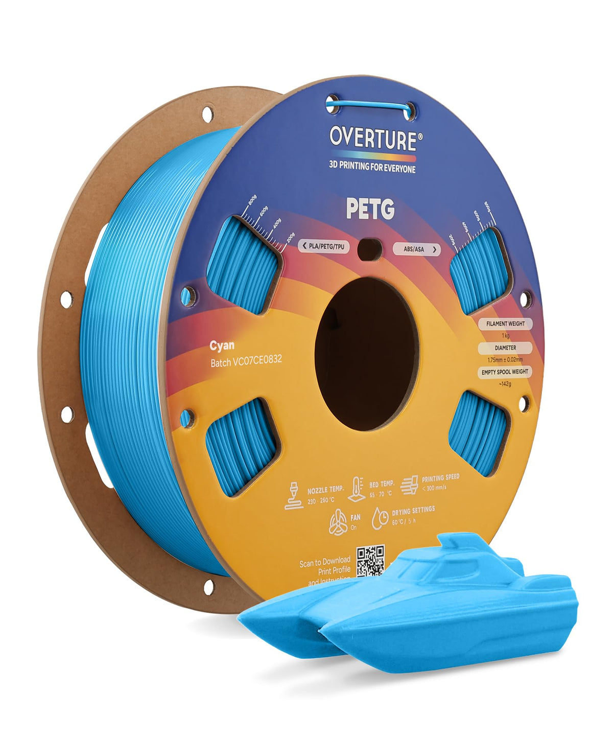 OVERTURE 10KG Bundle High Speed PETG Filament 1.75mm, 3D Printer Filament