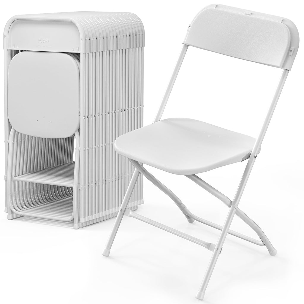 VINGLI 40 Pack Black Plastic Folding Chair, Indoor Outdoor Portable Stackable Commercial Seat with Steel Frame 350lb. Capacity for Events Office Wedding Party Picnic Kitchen Dining