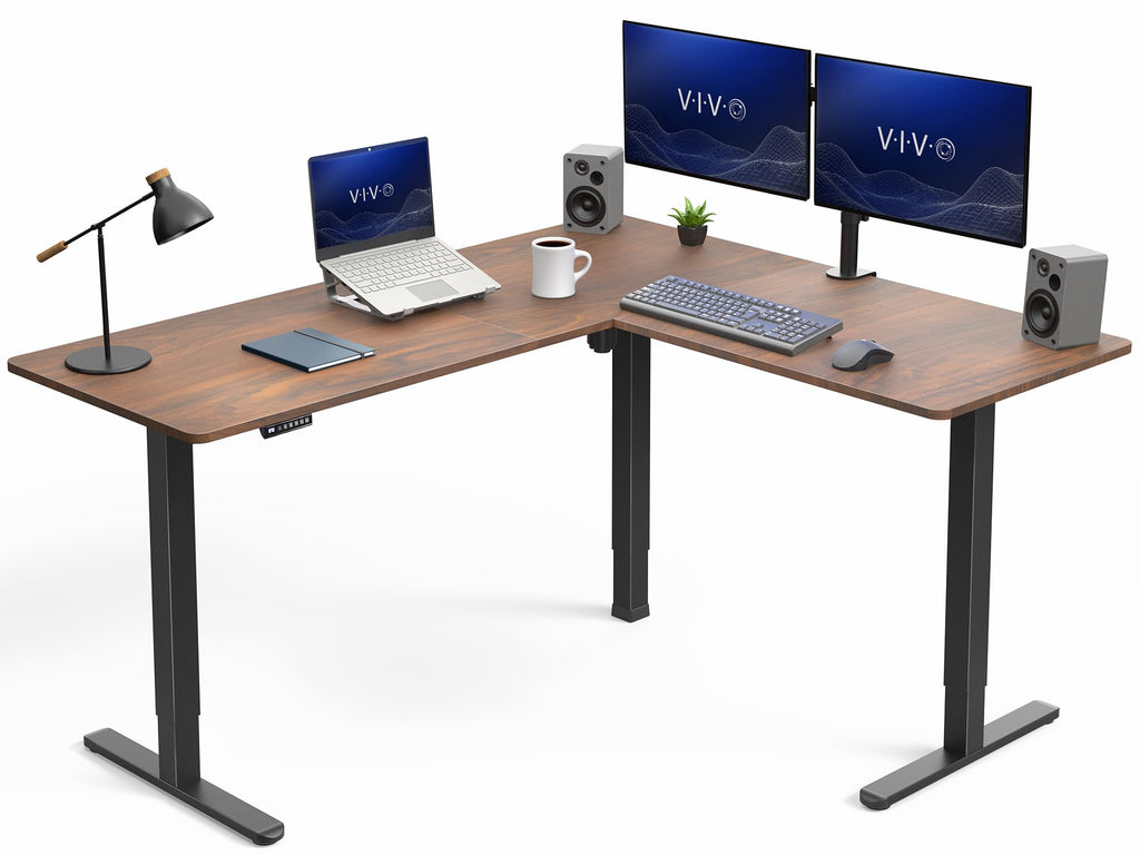 VIVO Black 63 x 55 in Corner Standing Desk, DESK-E3CTB