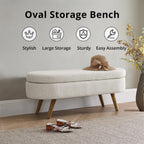 43.5" Ottoman with Storage, Storage Ottoman Bench with Safety Hinge, Bed End Bench, Upholstered Entryway Bench for Bedroom, Living Room & Window, Holds up to 330 lb, Beige