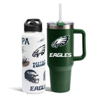 The Memory Company Officially Licensed NFL 2-Pack Stainless Steel Tumbler Set, 34oz Team Spirit Water Bottle & 40oz Game Day Tumbler with Lid and Straw, BPA-Free Materials, Convenient Straw Design