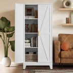 COFaR Home Farmhouse Storage Cabinet with 2 Barn Door, 61" H Metal Cabinet