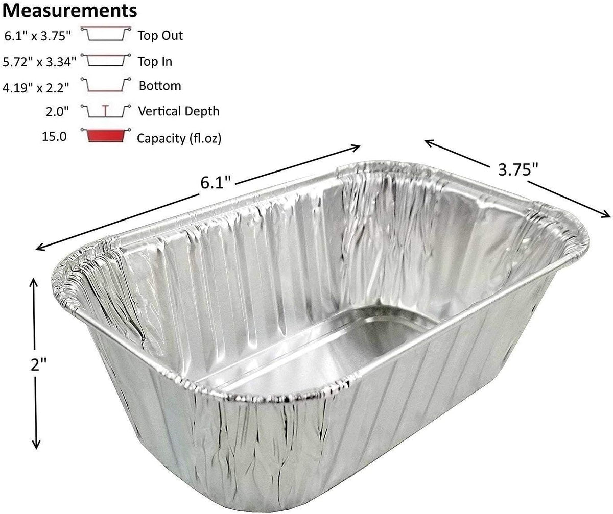 PACTOGO Disposable 1 lb. Aluminum Foil Mini Loaf Pans with Clear Low Dome Lids (Pack of 20 Sets)