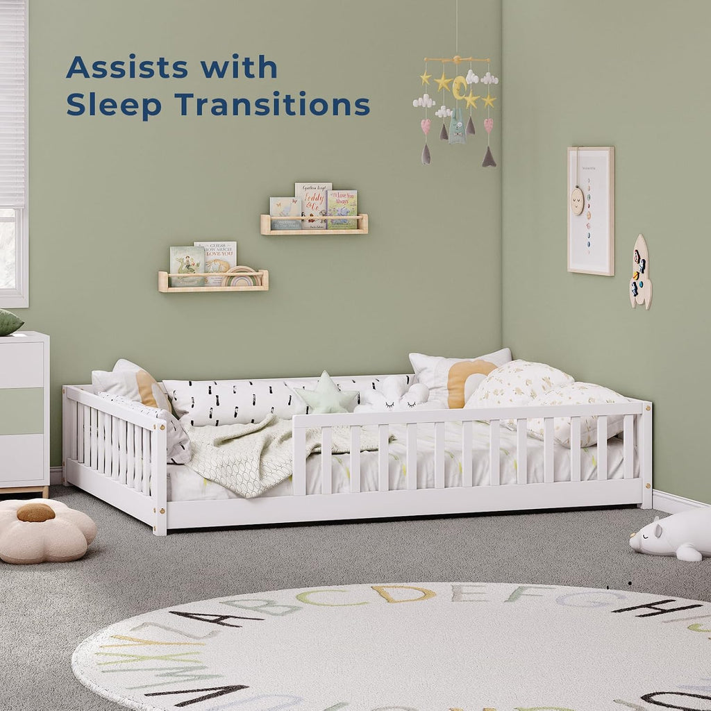 Full Montessori Floor Bed with Rails