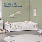 Full Montessori Floor Bed with Rails