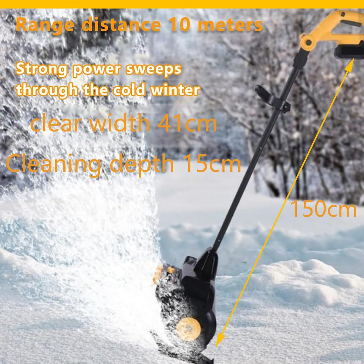 Snow Thrower Power Shovel DC 21V Upgraded Design, Cordless Rechargeable, Lightweight 41cm Width 15cm Depth, 10m Throwing Distance, Electric Snow Shovel