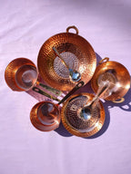 Pure cooper Cookware Set 10 Piece Set with Serving Spoon (Copper Sauce Pan Set | Copper Kadhai Set | Fry Pan) with Brass Handle for Cooking Purpose
