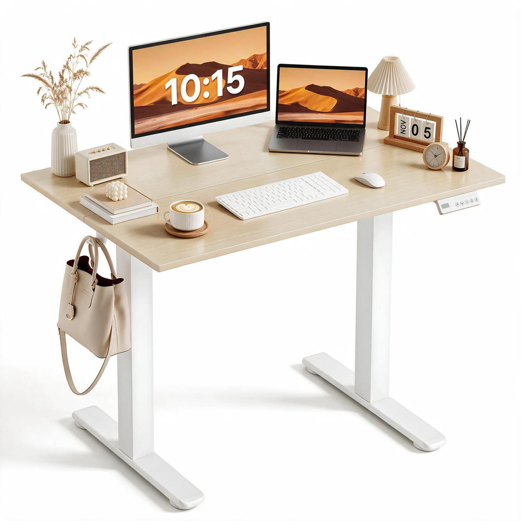 Claiks 32 x 19 Inch Rustic Brown Electric Standing Desk