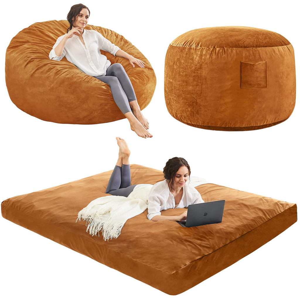 Bean Bag Chairs for Adults - Giant Bean Bag Convertible Floor Sofa