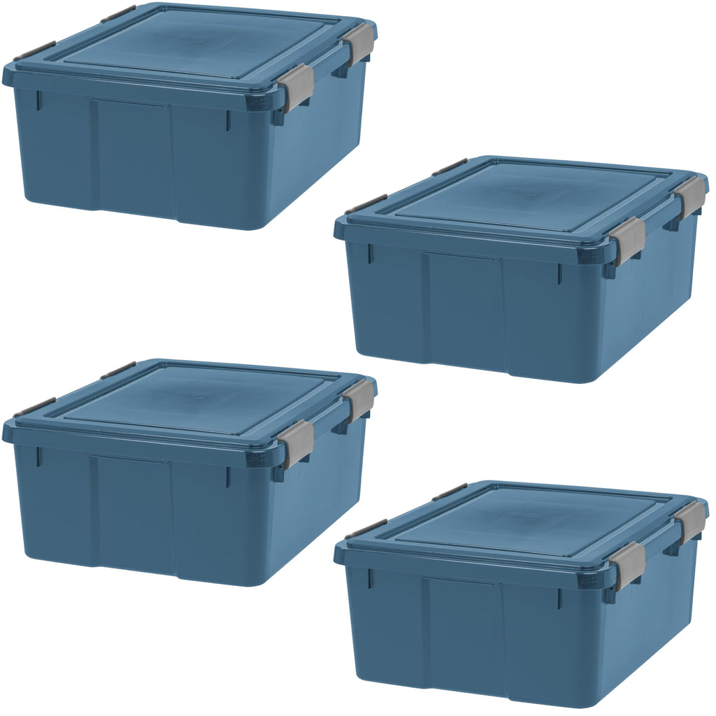 IRIS USA 4-Pack 74 Qt Storage Bins with Gasket Lids, Navy