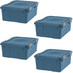 IRIS USA 4-Pack 74 Qt Storage Bins with Gasket Lids, Navy