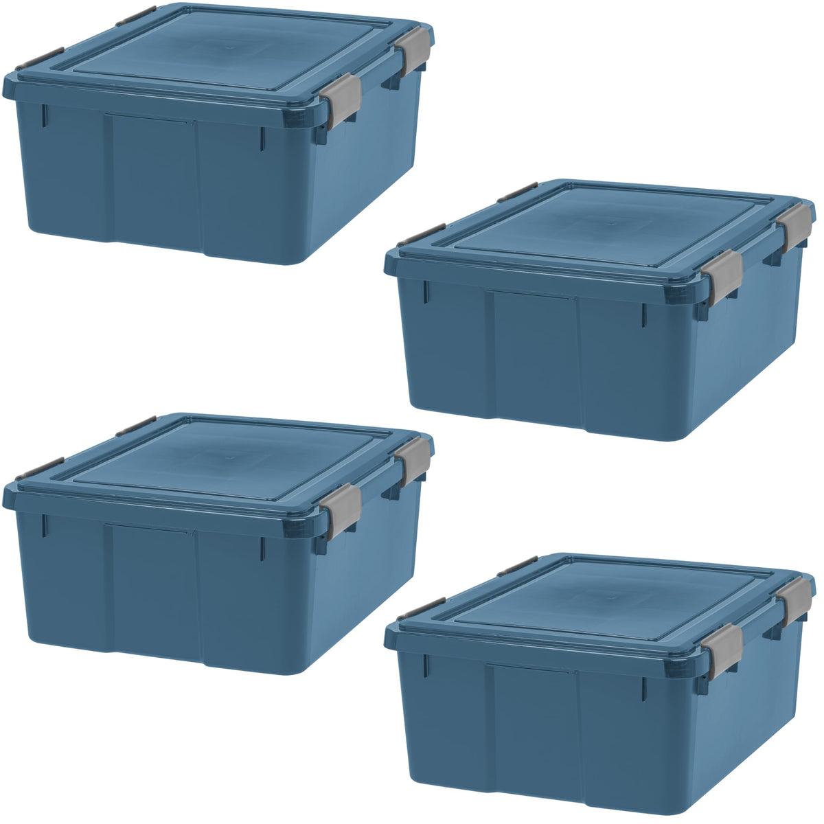 IRIS USA 4-Pack 74 Qt Storage Bins with Gasket Lids, Navy