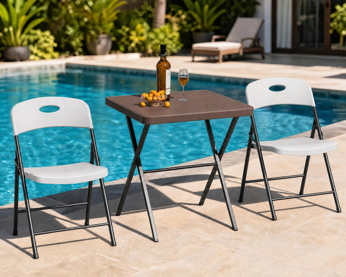 Folding Table and Chairs Set for 4, 36 Inch Foldable Card Table with Carrying Handle & 4 PU Leather Padded Folding Chairs, Portable Indoor Outdoor Dining Table Set for Picnic, Camping, RV, Game Night