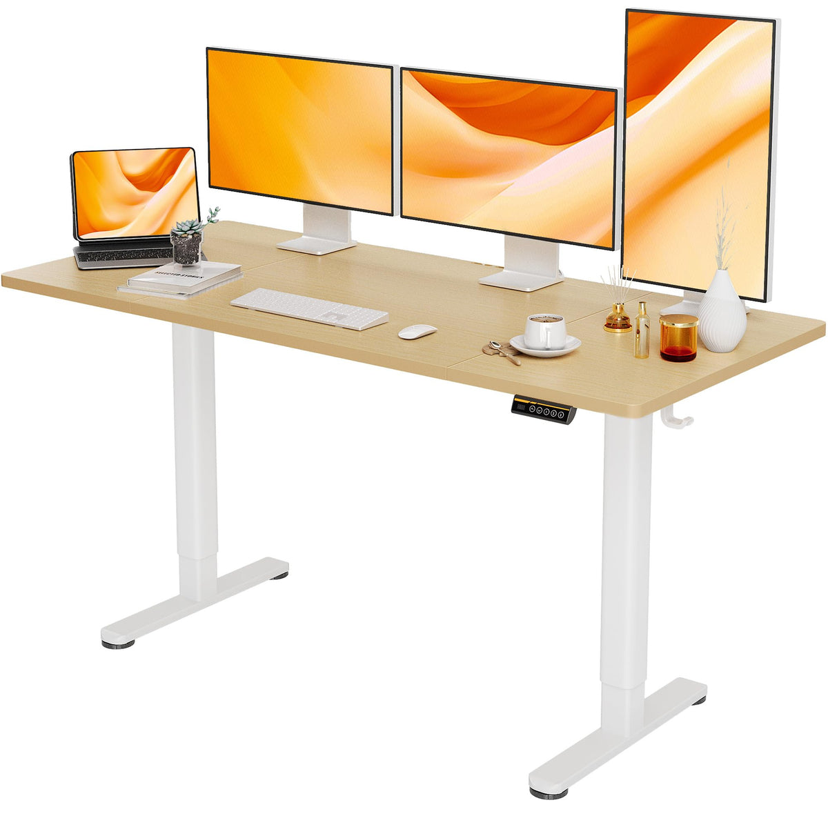 Claiks Electric Height Adjustable Standing Desk, 48x24 Inch, Deep Black