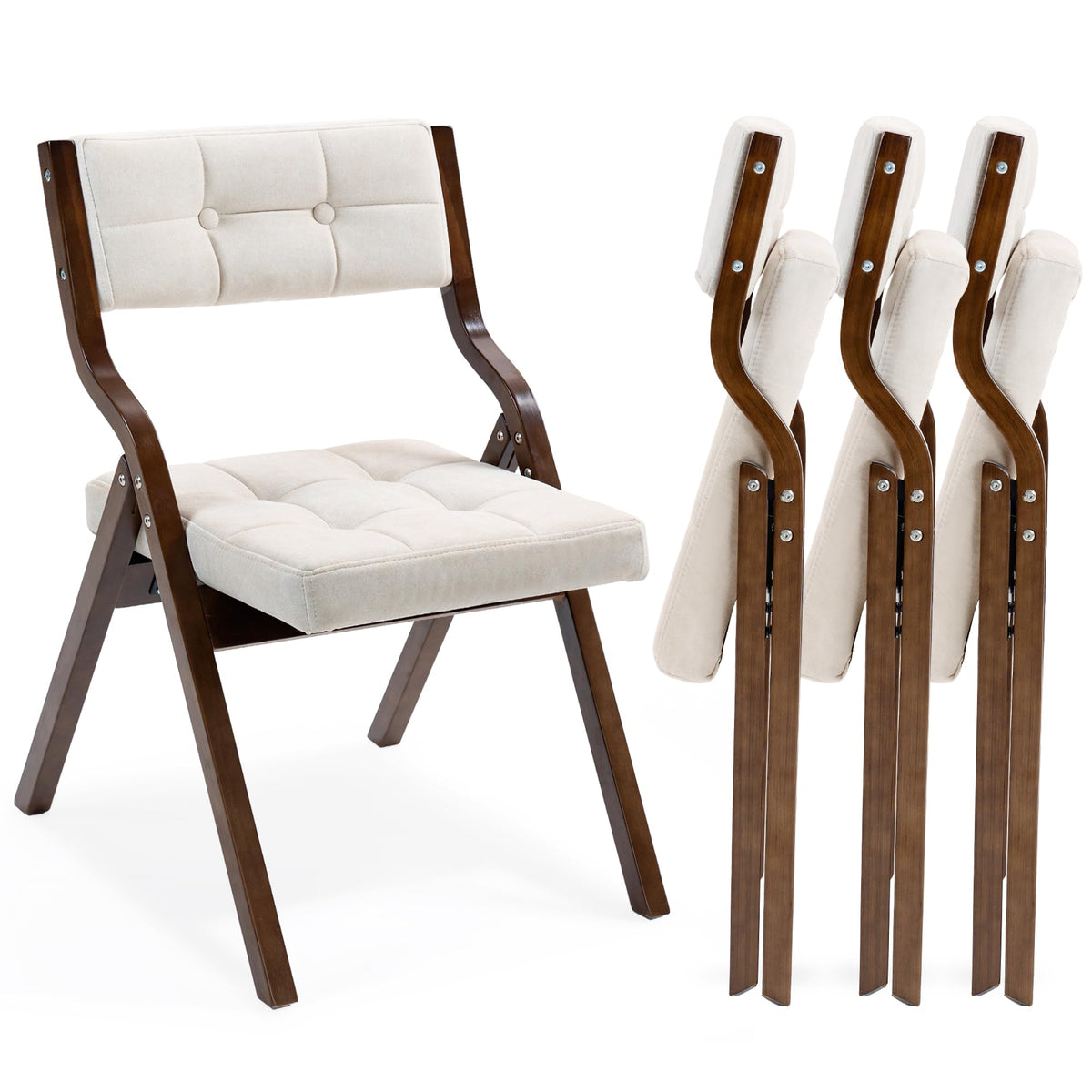 HOMEFUN Folding Chairs with Cushion, Folding Dining Chairs, 2 Pack