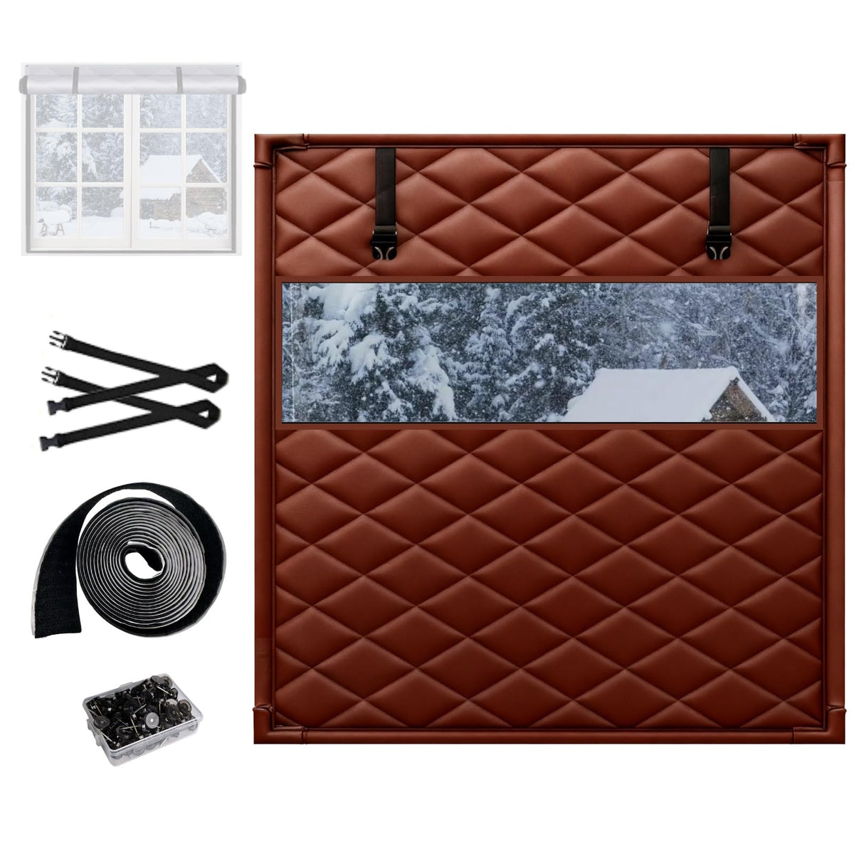 Window Insulation Kit For Window, 3 Laye Thicken Insulated Window Cover, Window Insulation Film With Clear Window, For Winterizing Keeping Home Warm(Gray,75x98in/191x249cm)