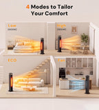AKIRES Space Heaters for Indoor Use Large Room,1500W Electric Heater with Thermostat,4 Modes,120° Oscillation,24H Timer & Remote,Safety Protection,Fast Heating Portable Heater for Bedroom,Office,Black