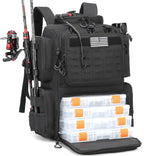 Tactical Fishing Backpack with 4 Tackle Boxes, Rod Holders & Bottle Holder