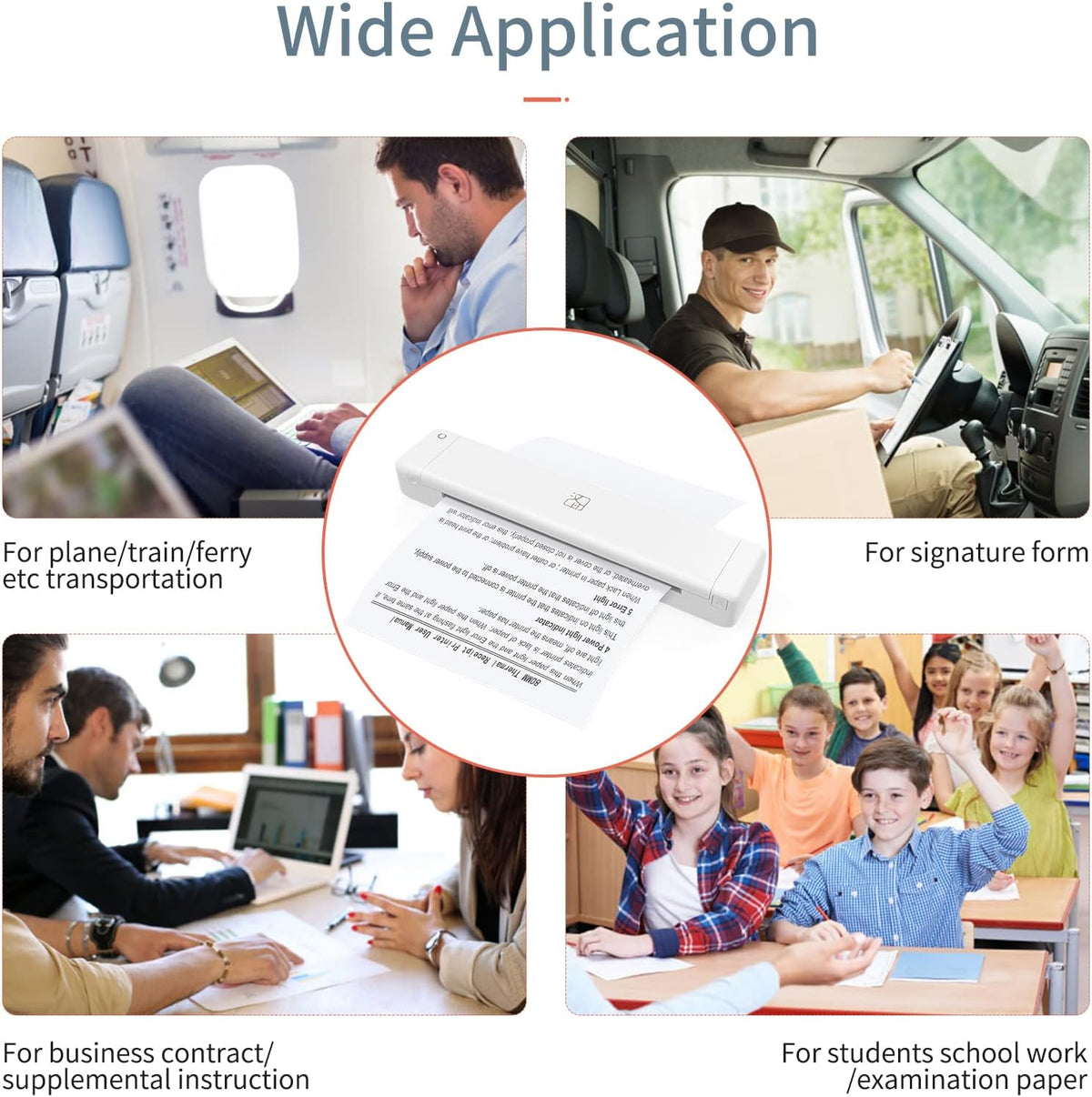 Irfora MT800Q A4 Portable Thermal Transfer Printer Wireless&USB Connect with Mobile Computer Support 8.5'' x 11'' US Letter for Office School Car Travel Printer with 1pc Ribbon Roll Compatible with