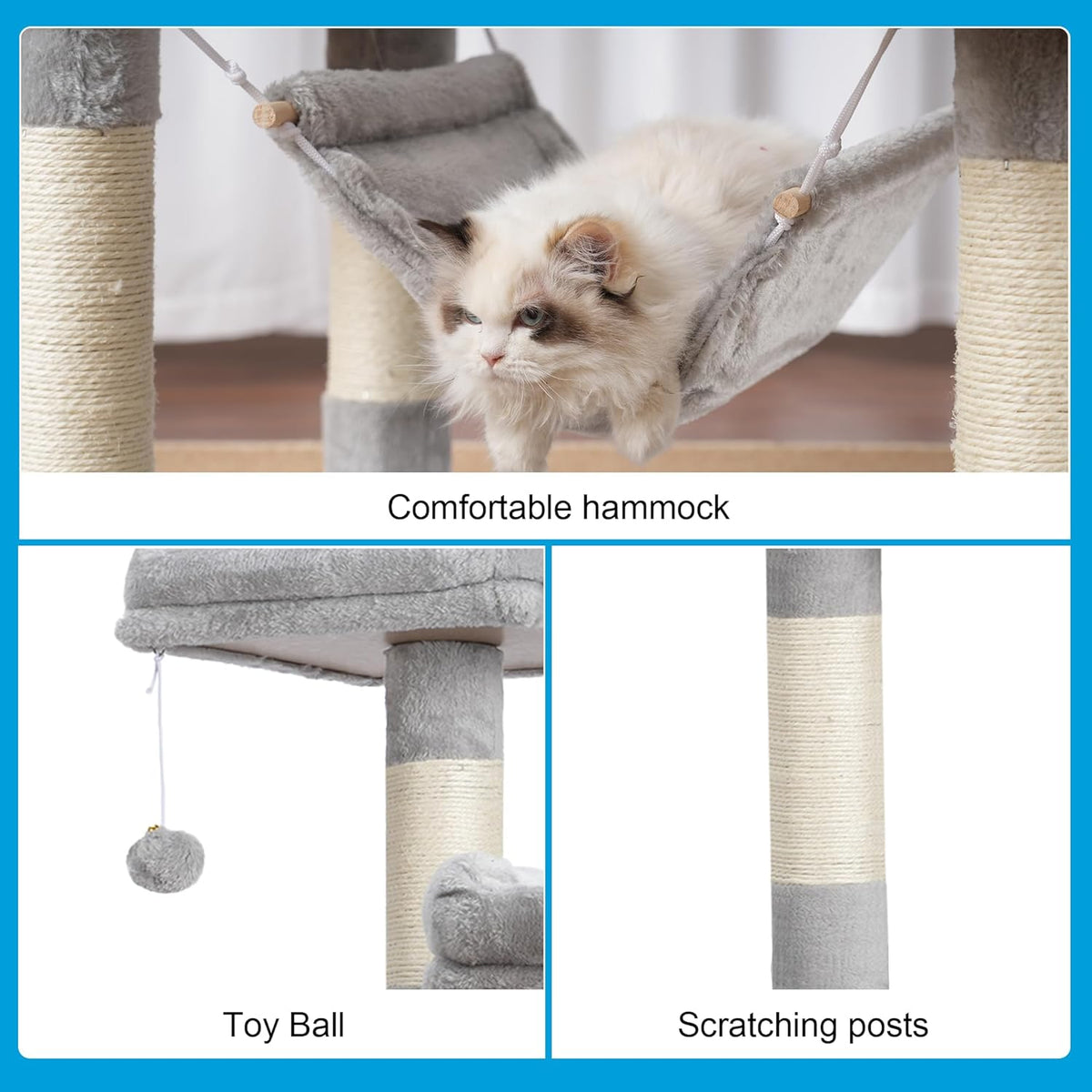 Hey-brother Cat Tree Tower with Sisal Scratching Posts, Big Condo, MPJ020W