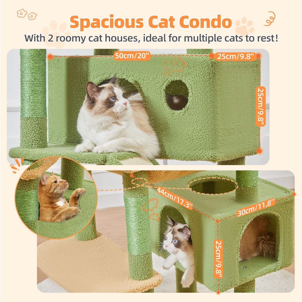 Taoqimiao Cactus Cat Tree, 71 in Extra Large Cat Tower for Indoor Cats